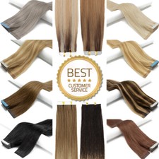12" 18" 24" Tape In Remy 100 Human Hair Extensions Skin Wefts Full Head 150G