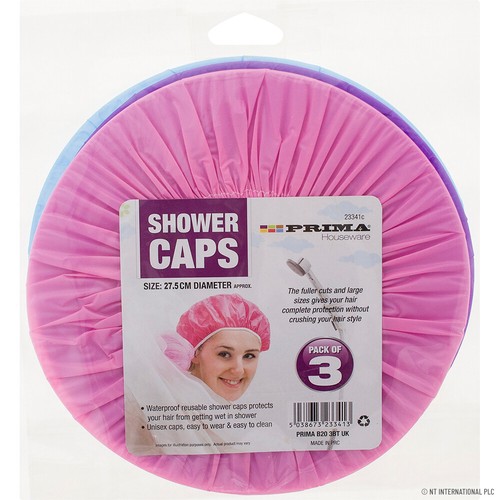 3x Waterproof Elastic Shower Cap Hat Bath Head Hair Cover Salon Shower Cap - Picture 2 of 2