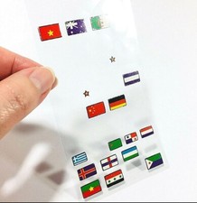 Vintage Stickers World Flags Country Nations Foiled Trim Travel Journal Craft