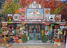 White Mountain General Store Puzzle 1000PCS Fall Leaves Country Porch Sittin New
