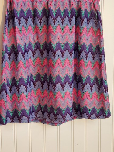 Davina Summer Dress Swim Cover Up Sz S Multicolor Knit Cap Sleeve Metalic Zigzag - Picture 4 of 10