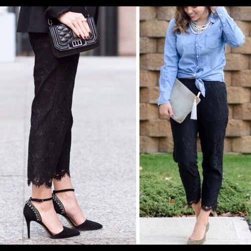 J. Crew Peyton Black Lace Pants Size 