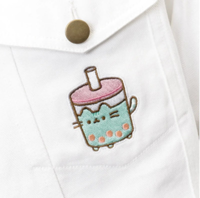 Pusheen Bobasheen Bubble Tea Unisex White Denim Jacket | Spring 2023 Box - M