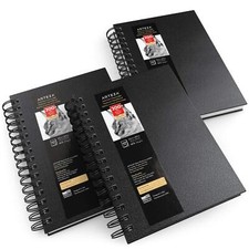 Arteza Sketchbook  Spiral-Bound Hardcover  Black  5.5 x 8.5  - Pack of 3