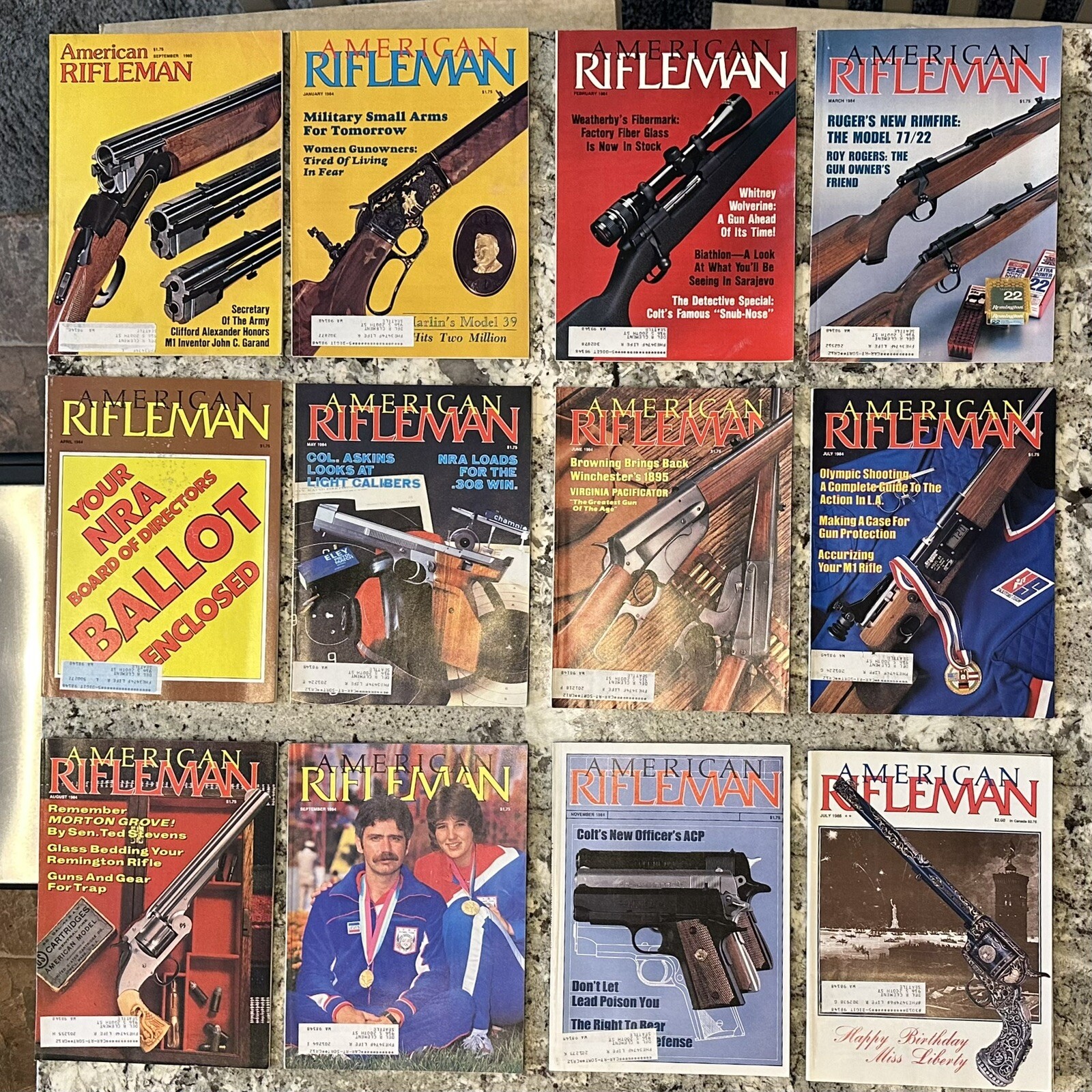 Vintage 1980 & 1986 American Rifleman Magazine Lot NRA Military Arms Guns Rifles Collection-image