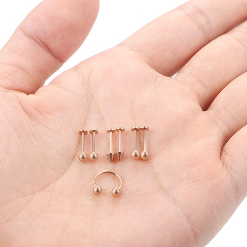 7PCS 20G Horseshoe Spike Barbell Cartilage Lip Nose Septum Ear Ring Stud Hoop - Picture 8 of 12
