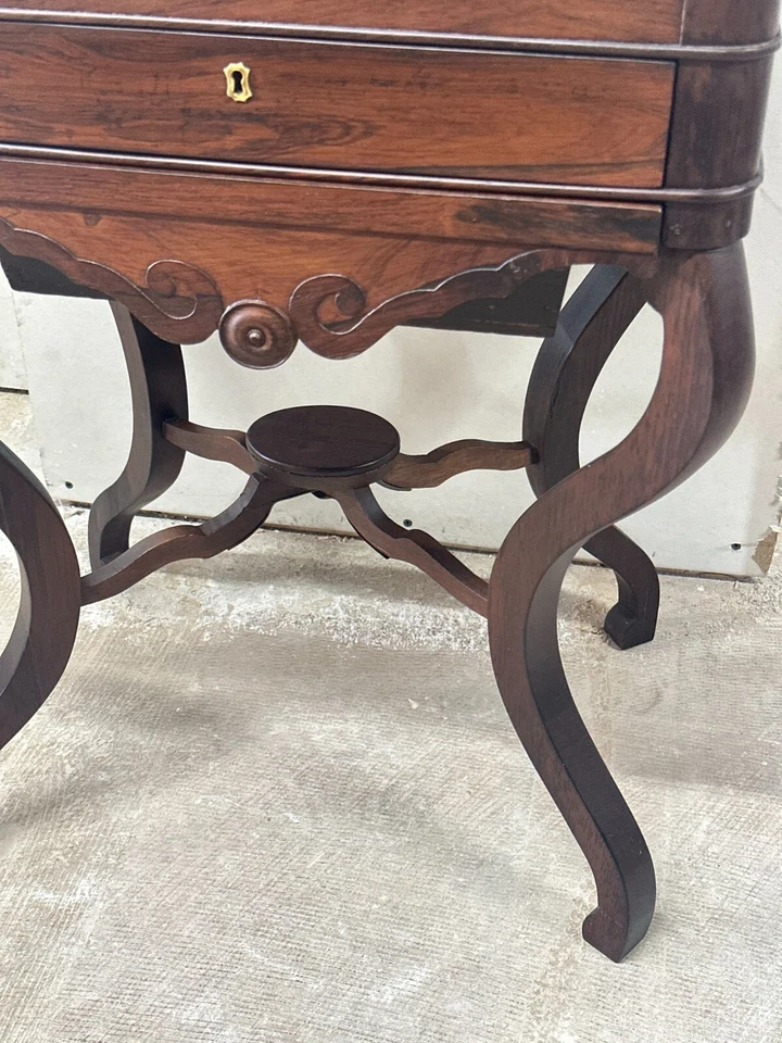 1870 французский викторианский палисандр швейный стол лифт крышка рабочий стол повязка - Изображение 4 из 4