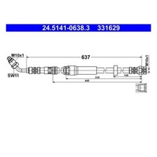 ATE 24.5141-0638.3 Bremsschlauch Vorne Rechts für Audi A4 A4 Allroad A5