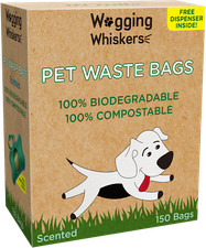 Wagging Whiskers Pet Waste Bag Biodegradable Scented Poop Bags for Dogs - 150ct