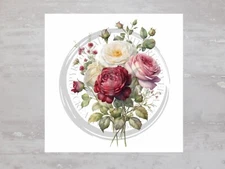 Beautiful Chic Floral Garden Roses Fabric Panel Craft Sewing Quilt Block A623