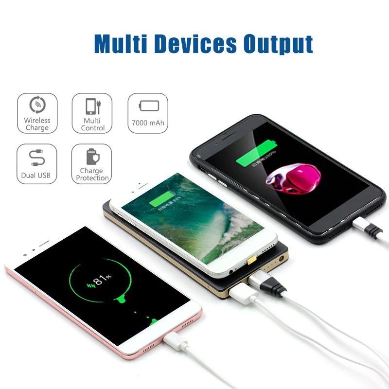 Cargador de batería QI carga inalámbrica 10000 mAh Powerbank para iPhone 12 Pro 11 X 7 Foto 2 de 4