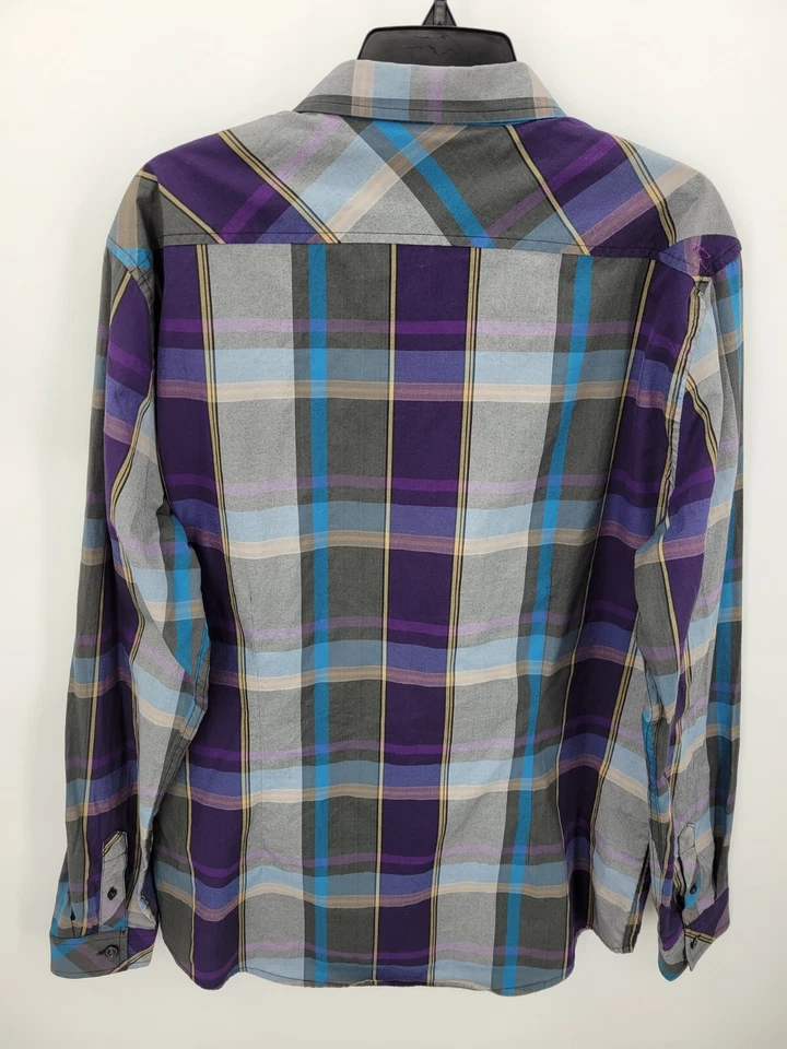 Camisa Oneill Maverick Series Para Hombre XL Azul Púrpura Gris Patinador con Botones a Cuadros Foto 2 de 4