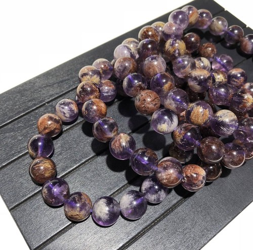 AAA Quality Natural Auralite 23 Stone Round Beaded Bracelet For Men and Women - Picture 11 of 25