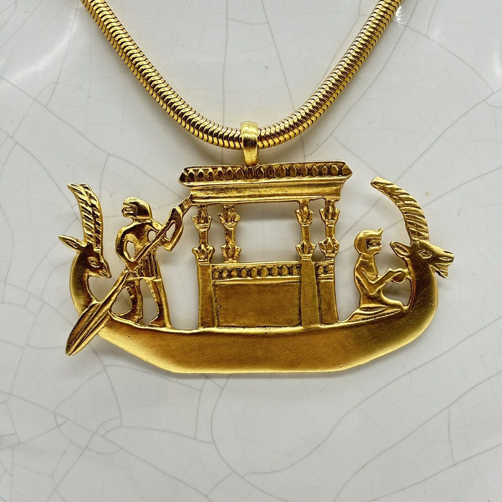 VTG KENNETH LANE KJL GOLD TONE EGYPTIAN REVIVAL P… - image 2