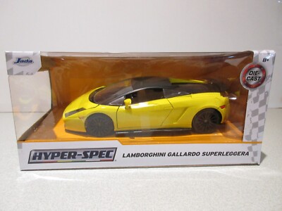 New 1:24 JADA Hyper-Spec Black/Yellow Lamborghini Gallardo Superleggera Diecast