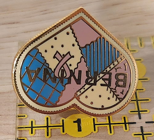 BERNINA Pink Ribbon Breast Cancer Lapel Pin Quilt Patchwork Lapel Pin EXCELLENT - Picture 2 of 3