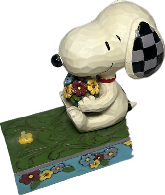 Jim Shore Flowers for Friends Peanuts Snoopy Woodstock