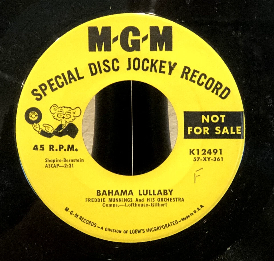 VINTAGE 1957 MGM PROMO FREDDIE MUNNINGS BAHAMA LULLABY MANGO WALK 45 RPM RECORD Foto 4 de 4