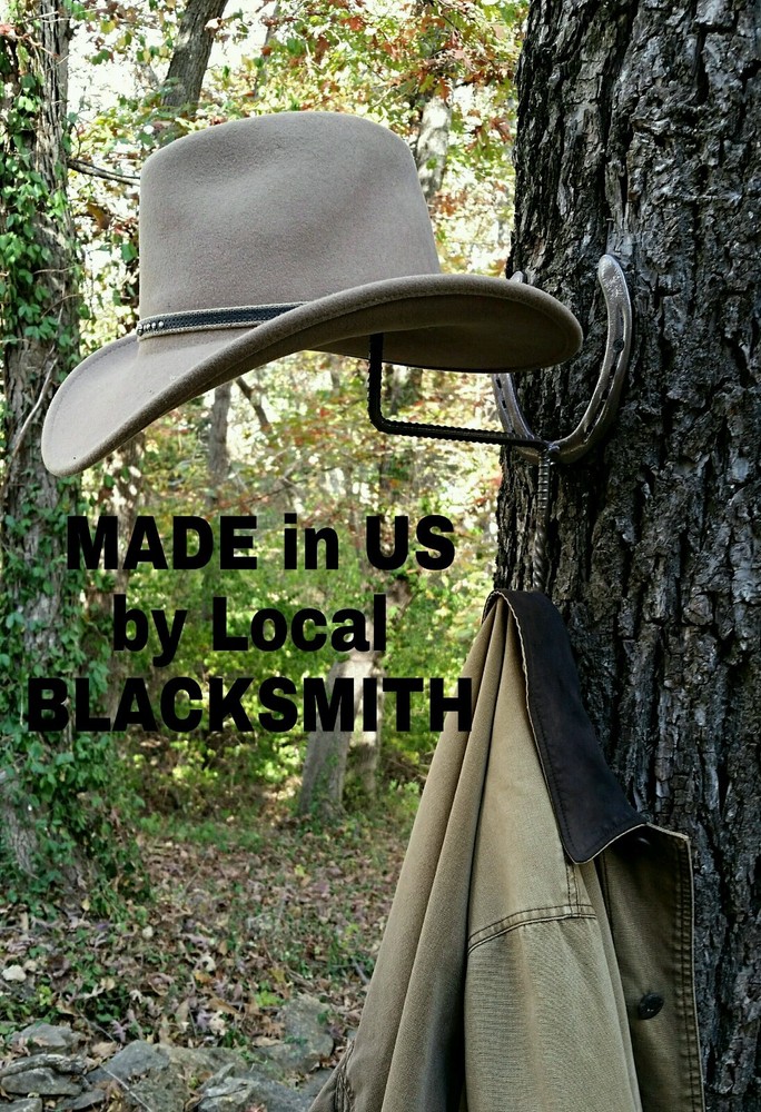 American-Made Cowboy Hat & Coat Rack Crafted with Real Blacksmith Horseshoes
