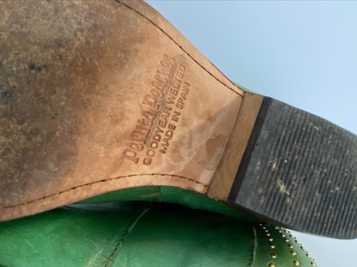 PERLITA PEACHES SIZE 36 WOMENS GREEN LEATHER COWBOY BOOTS GOODYEAR WELTED SPAIN - Picture 6 of 15