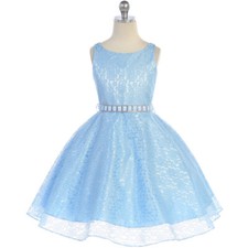 BLUE Size 4 Flower Girl Dress Bridesmaid Recital Birthday Wedding Prom Party