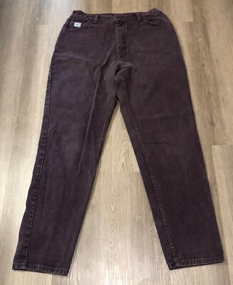Vintage 90s Wrangler For Women High Rise Mom Jeans 14x32 Dark Purple Plum 