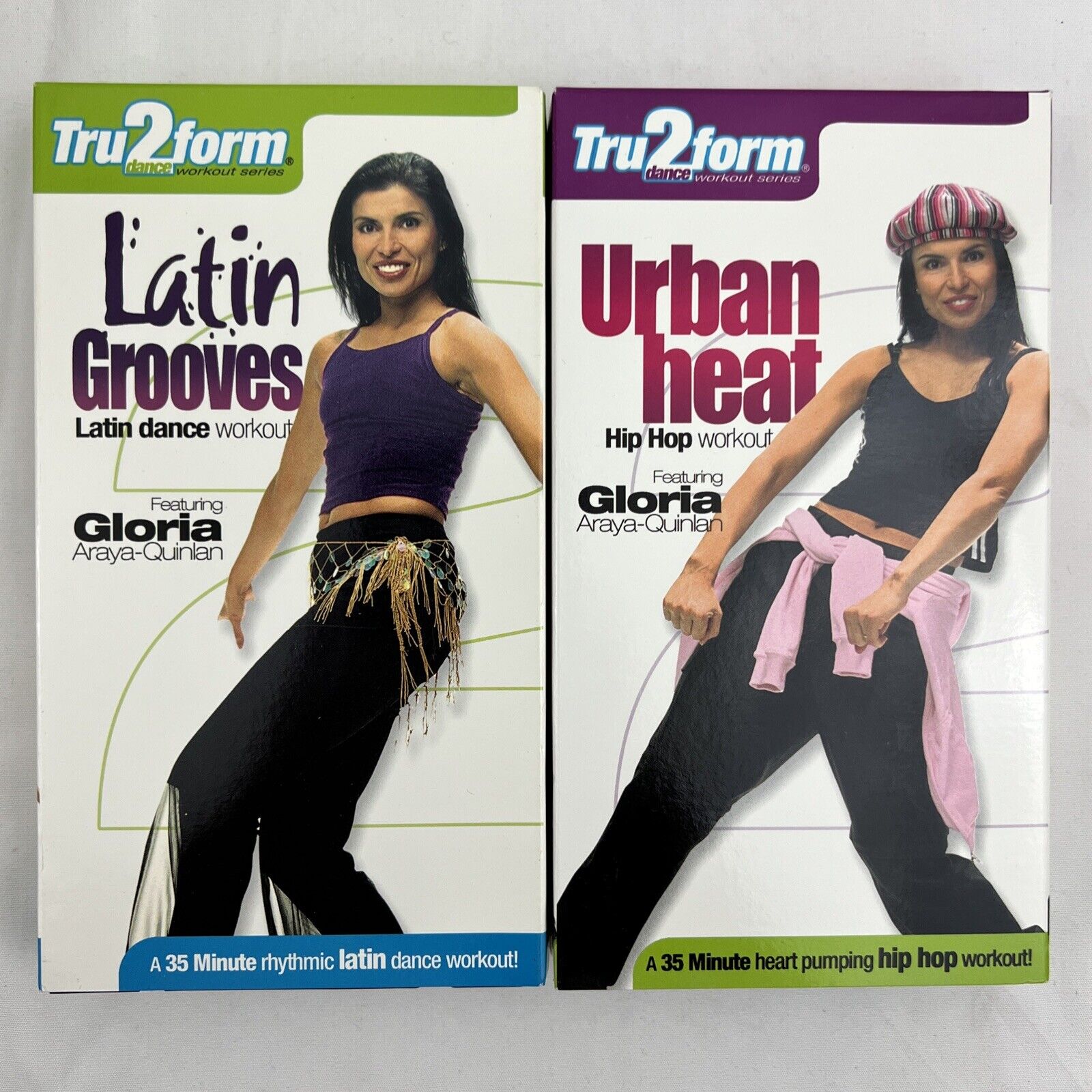Tru2form Dance Workout Gloria Araya-Quinlan Urban Heat Latin Grooves 2 VHS Lot