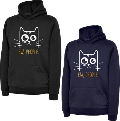 EW People Hoodie lustig Retro Katzengesicht sarkastischer Witz Meme süß Kätzchen Haustierliebhaber