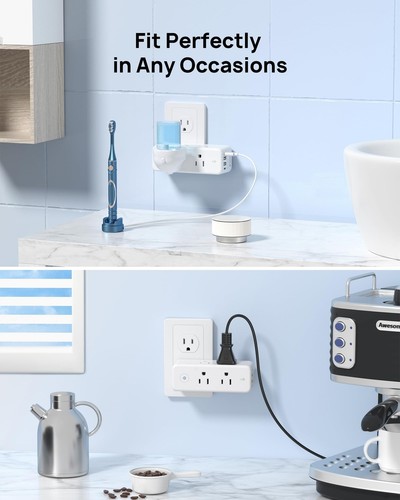 TROND Outlet Extender Surge Protector, 6 AC Outlet Splitter with Rotating Plu... - Picture 5 of 8