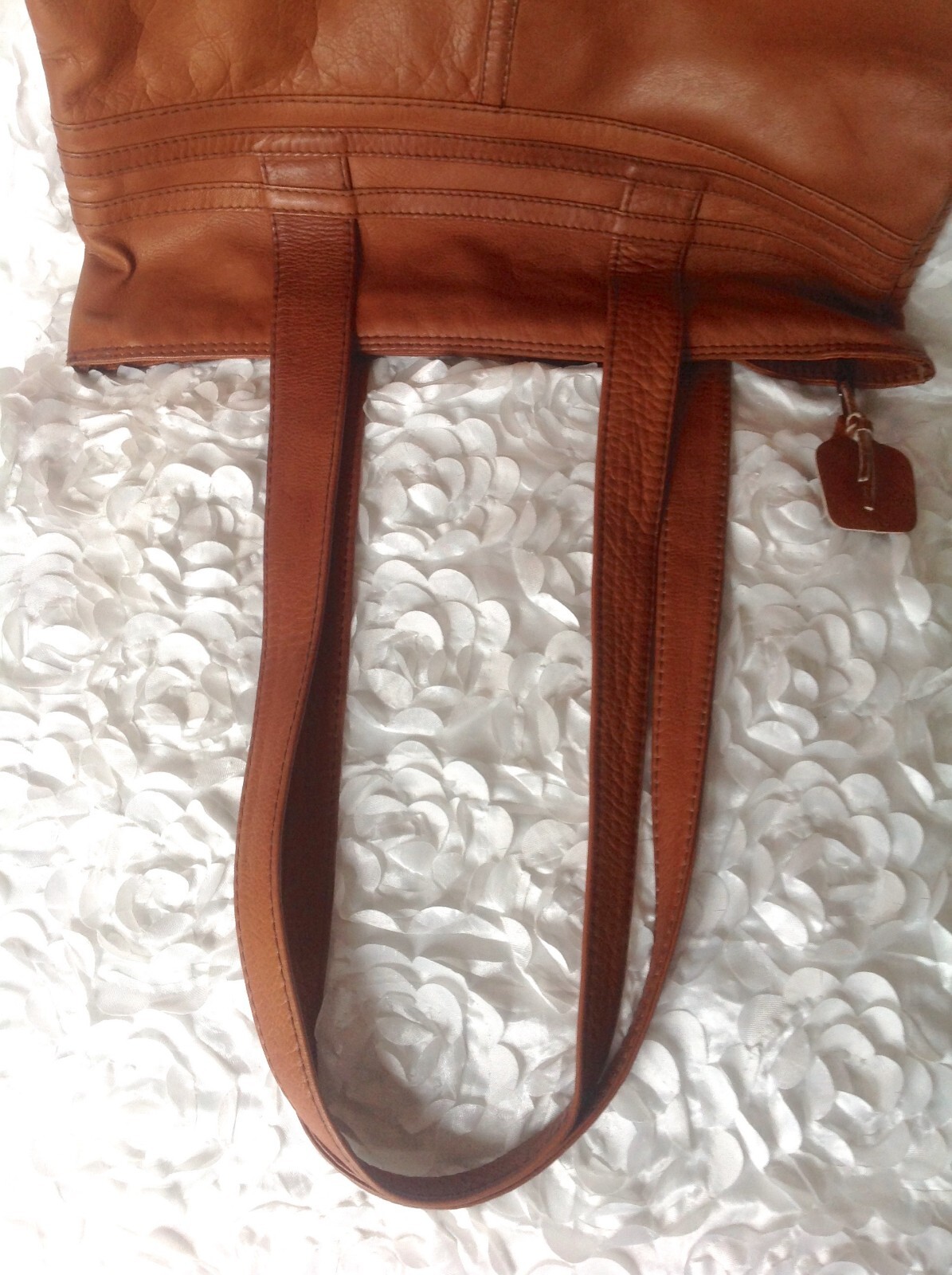 VINTAGE Thick Brown Leather Laptop Tote Purse Casual … Gem
