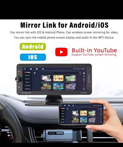 Autoradio Portatile 6.9" Bluetooth FM MP5 con Youtube Carplay e Android Auto - Foto 7 di 13