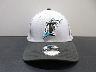 VINTAGE Florida Marlins Hat Cap Fitted Adult Medium Gray Black MLB