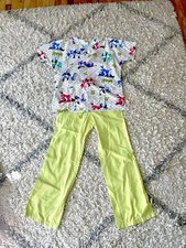 Nurse Medical Doctor Scrubs Set Shrek Top Size Small Lime Green Pant