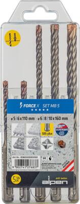 Alpen Hammerbohrer SDS-Plus Force X 5-6x110 6-8-10x160 5tlg