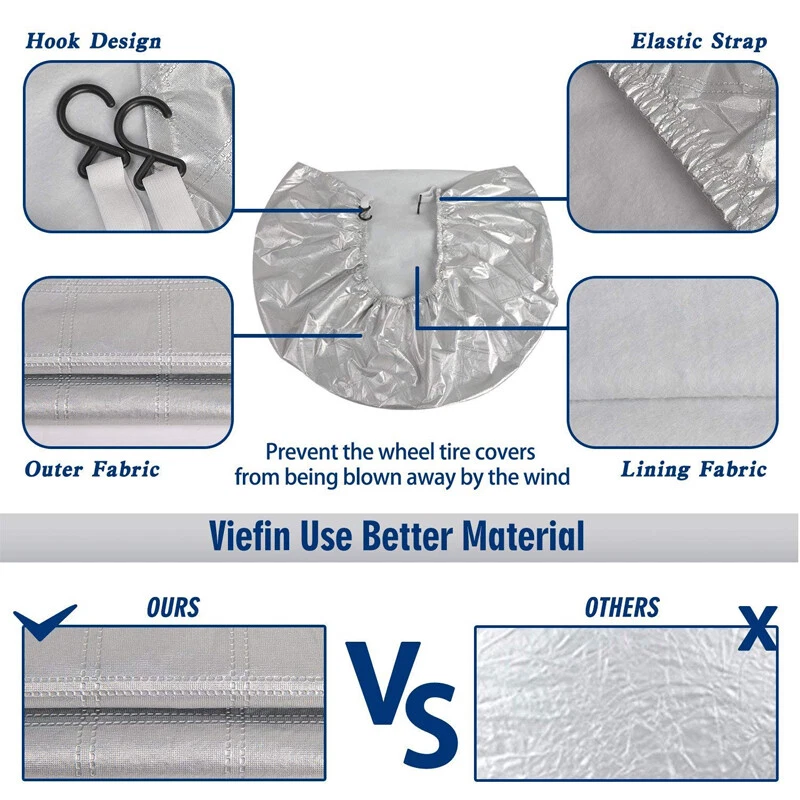 4 шт. чехлов на шины от 26 до 27 дюймов 4 сезона для автофургонов прицепов кемперов легковых автомобилей грузовиков внедорожников - Изображение 3 из 4