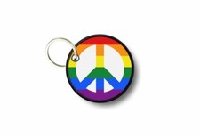 Keychain keyring print patch morale iron on applique peace rainbow
