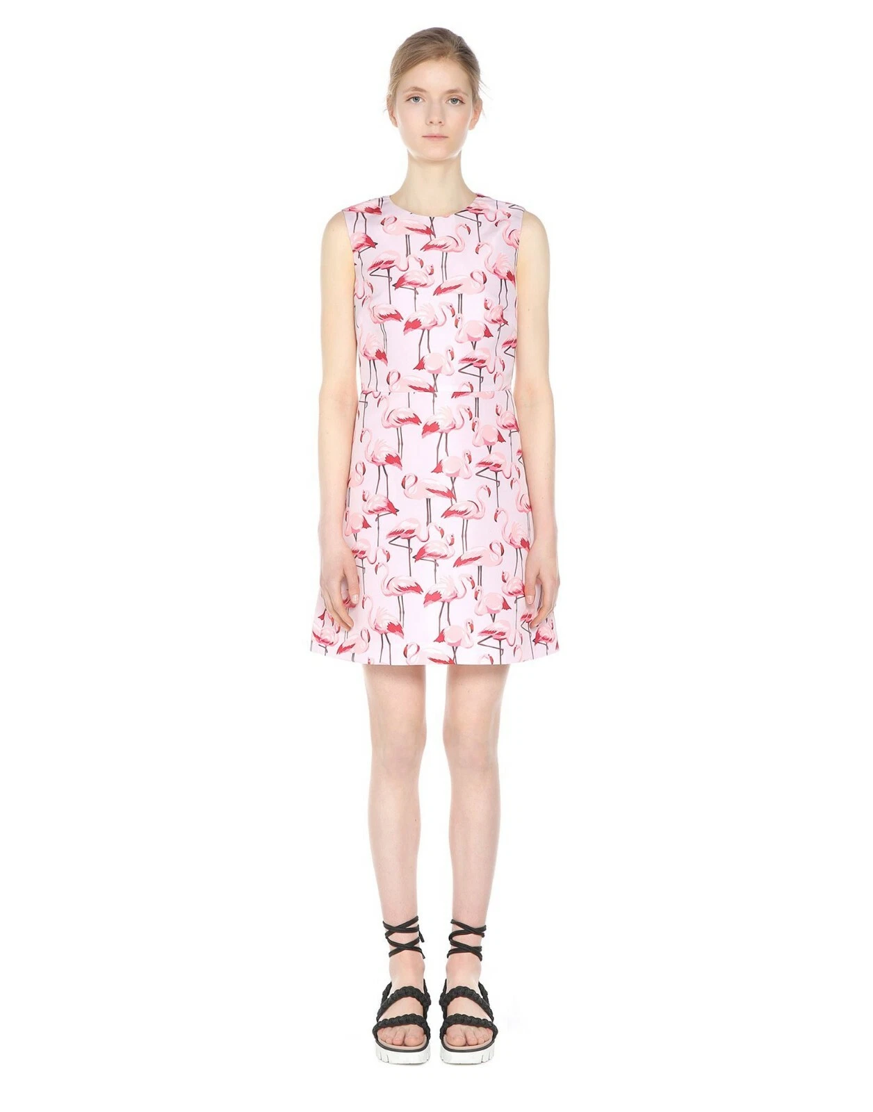 REDVALENTINO Abito svasato e aderente con stampa fenicottero 12 US 48 FR NUOVO