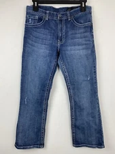 TK Axel size 34x30 Men’s Blue Distressed Denim Vintage Bootcut Jeans 