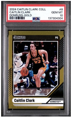 #ad 2024 CAITLIN CLARK COLLECTION PSA 10 DONRUSS GOLD 4 99 $625.00