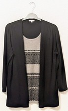 Charles Vögele•Pulli•Pullover•XL•42•Grau•Schwarz•Lagenlook•Glitzer•Streifen