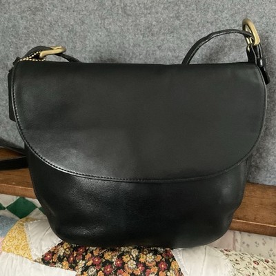 COACH Carlton Bag #4132 Black Leather Crossbody Purse Bag 1993-94 Vintage