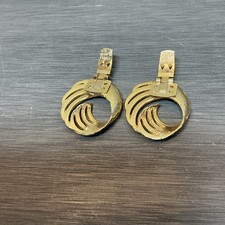 Vtg Shoe Clips MADE IN FRANCE Gold Tone Swirl Circles Accessory Signed BLUETTE