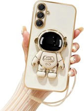 Galaxy A16 Phone Case with 6D Astronaut Hidden Stand Holder Cover - White