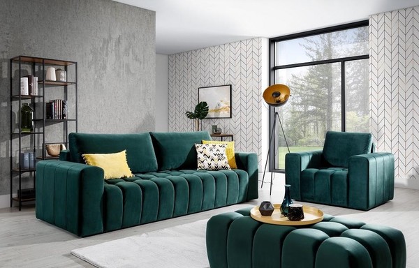 Sofagarnitur 3+1 Sitzer Hocker Garnituren Samt Stoff 3Tlg Wohnzimmer Set Polster-image