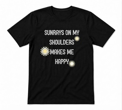 Sundays On My Shoulders Makes Me Happy Summer Unisex Tee Black T-shirt