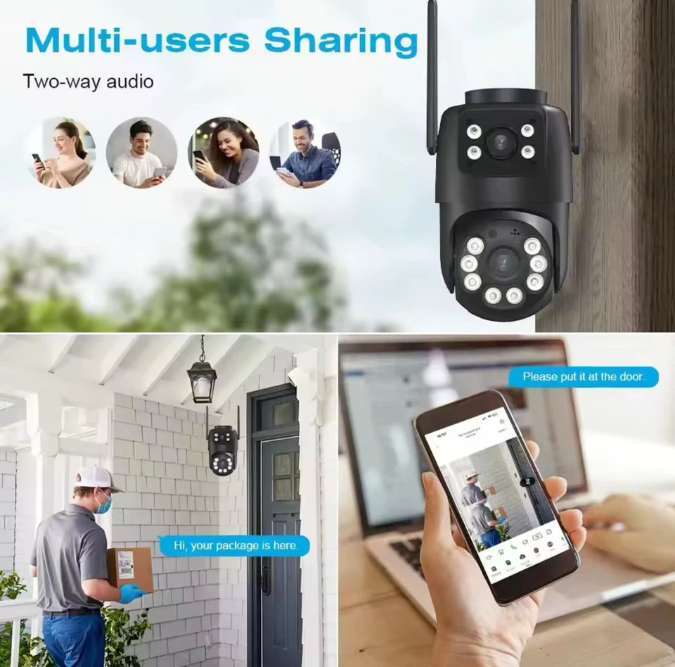 4K 8MP WiFi Surveillance Camera 4X Digital Zoom AI Human Detect PTZ IP Cameras - Image 2 of 4