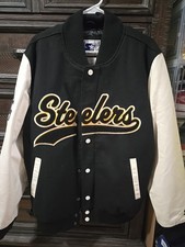 Starter Pittsburgh Steelers Varsity Jacket Carpet Patch MSRP 450 NWT