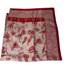 Adrienne Landau Studio Scarf Silk White Red Pattern Large 34”