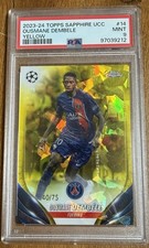 2023-24 Topps Chrome Uefa Club Sapphire Edition Ousmane Dembele Yellow /75 PSA 9