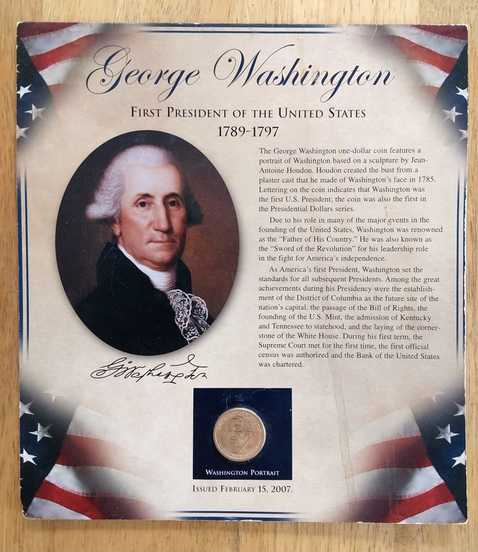 2007 GEORGE WASHINGTON PRESIDENTIAL $1 COIN & STAMPS COMMEMORATIVE DISPLAY PAGE